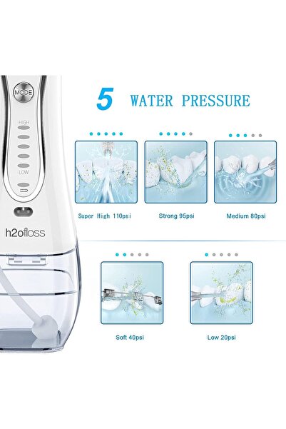 h2ofloss Professional Cordless Water Flosser for Teeth Cleaning, IPX7 Waterproof