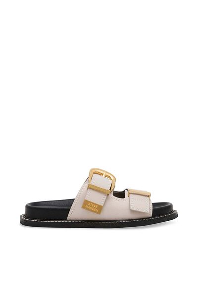 Steve Madden Womens Arch Bone Action Leather Flat Sandals
