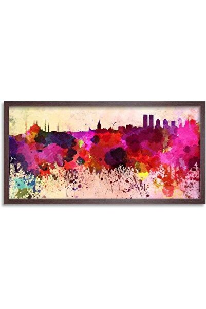 Emoda home Trove لوحة فنية جدارية مؤطرة طويلة من إيمودا، أفق إسطنبول، تركيا، رشة طلاء، منظر المدينة
