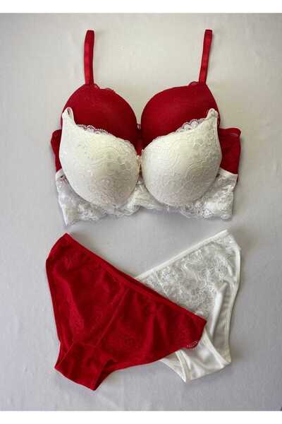 FNC design Women's Padded Supported Underwire (Wired) Lace Bra Set