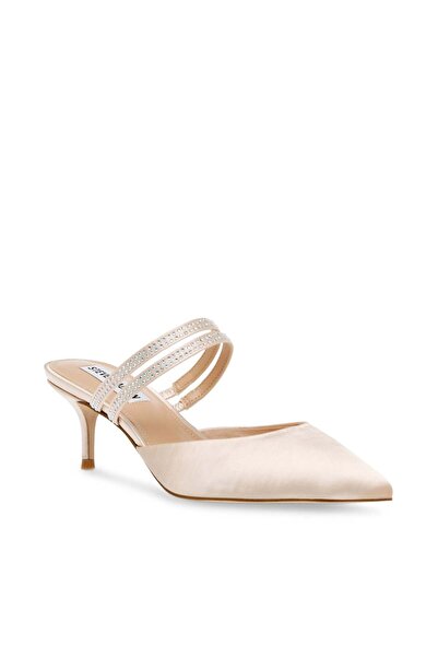 Steve Madden Womens Karlie Champagne Satin Heels
