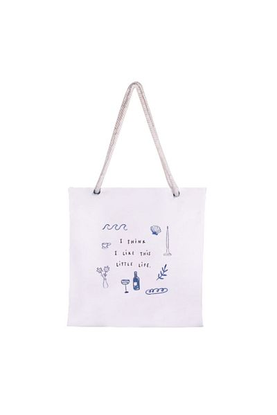 LIWOGY Printed Rope Strap Cloth Bag / I Think I Like This Little Life