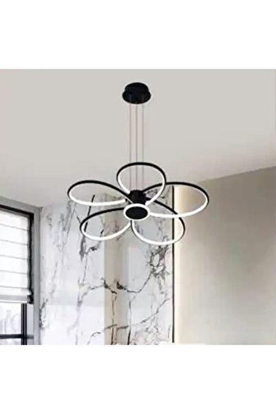 LED CONCEPT Lustra LED cu 3 tipuri de lumina si telecomanda, neagra, rotunda,...