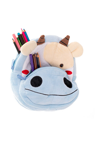 zola Preschool backpack, Zola®, with 2 pockets, cow pattern, blue, 24 cm