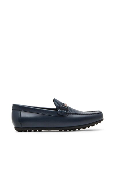 Steve Madden Mens Golberg Navy Leather Loafers & Moccasins