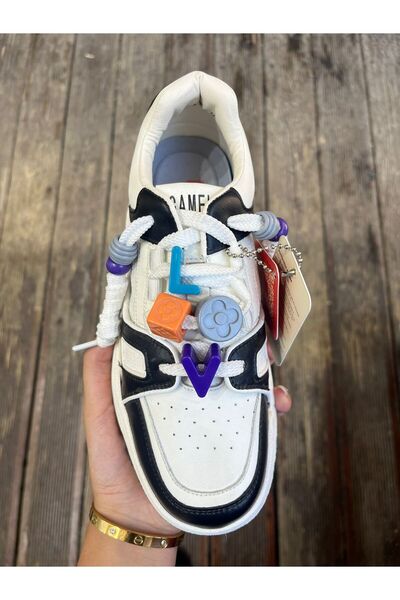 GAMELU İnvol Women's Black White Lace-Up Memory Thick Sole Daily Walking Outdoor Sneaker Sports Shoes