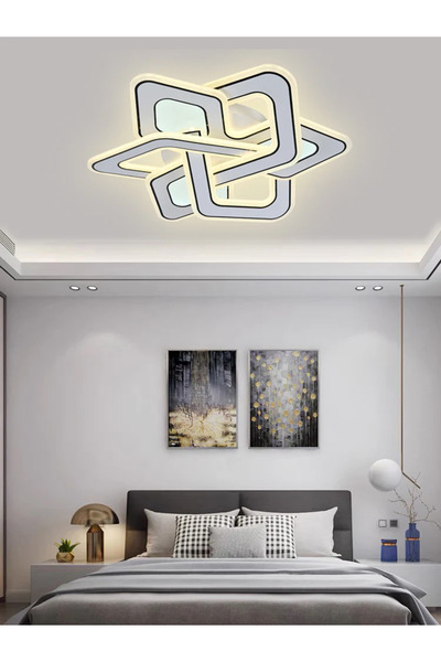 LED CONCEPT LED chandelier with 3 types of light and remote control, 61W, dimmable, white with black