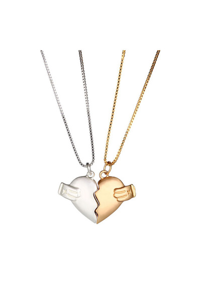 OEM Set of 2 necklaces with gold and silver heart pendants