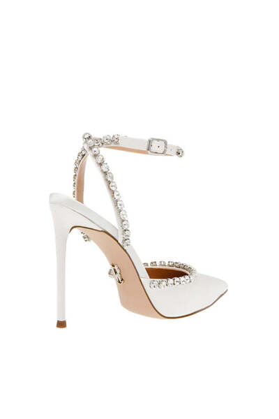 Steve Madden Womens Vamper Ivory Satin Heels