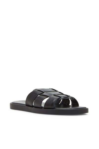 Steve Madden Mens Grayson Black Leather Slides