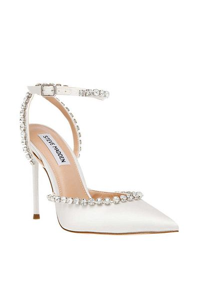 Steve Madden Womens Vamper Ivory Satin Heels