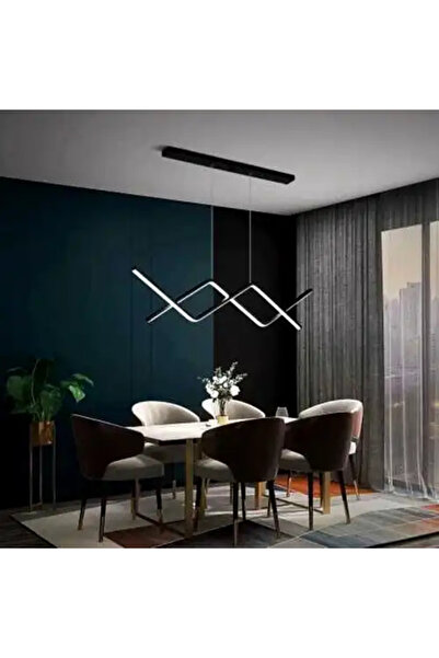 LED CONCEPT Lustra LED cu 3 tipuri de lumina si telecomanda, neagra, liniara,...