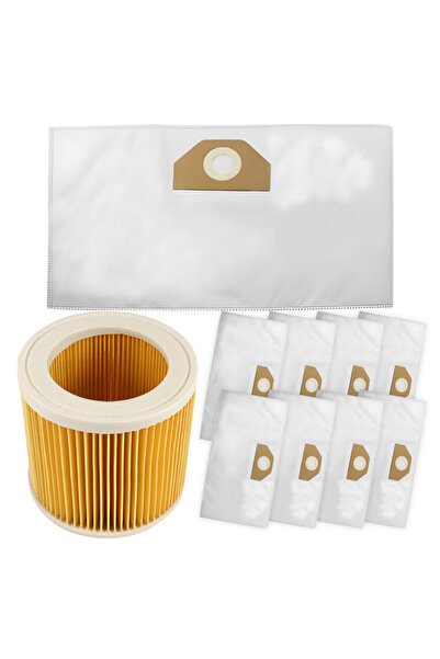 NewEvo Σετ φίλτρου αέρα και 10 υφασμάτινες σακούλες για ηλεκτρικές σκούπες Karcher σειράς WD3, WD2, SE 4001, SE 4001