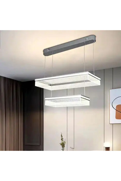 LED CONCEPT LED chandelier with 3 types of light and remote control, gray, square, 240W, dimmable, 60x30x100cm