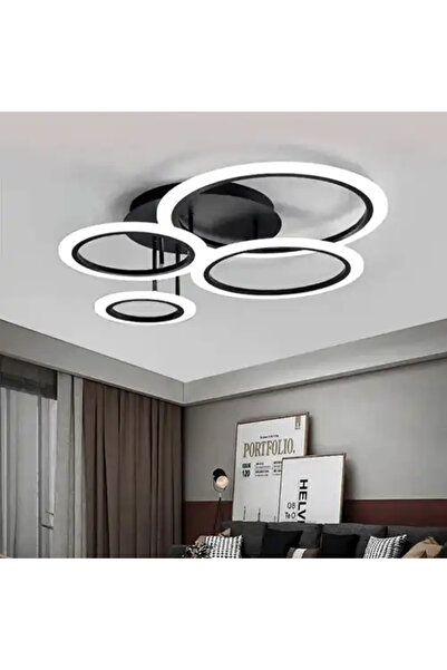 LED CONCEPT LED chandelier with 3 types of light and remote control, black, round, 118W, dimmable, 68x53x15cm