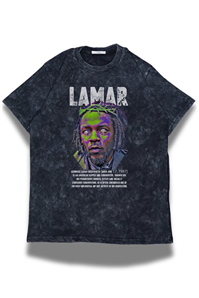 Fuddy Moda Унисекс тениска с надпис Kendrick Lamar, прекарана през пералня, с...