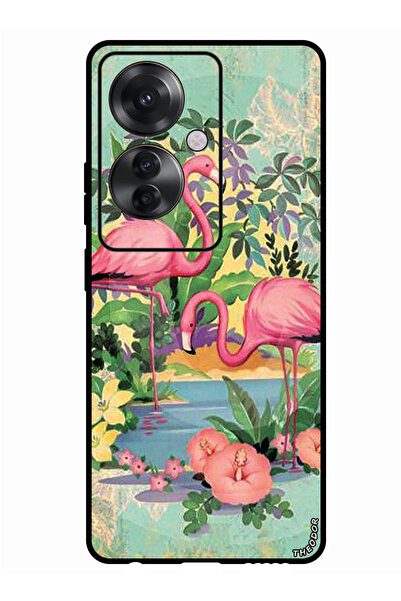 Theodor جراب واقٍ مضاد للخدش والصدمات لهاتف Oppo F25 Pro بتصميم طيور النحام ا...