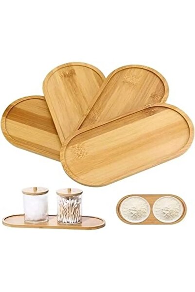 Tasarım Evi Bambu Oval Sunum Ve Servis Tepsisi - Şık Ahşap Görünümlü Tepsi Yağdanlık Altlığı Mutfak Ve Banyo