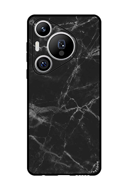 Theodor جراب واقٍ مضاد للخدش والصدمات لهاتف هواوي بيورا 70 برو، لون رخامي أسود