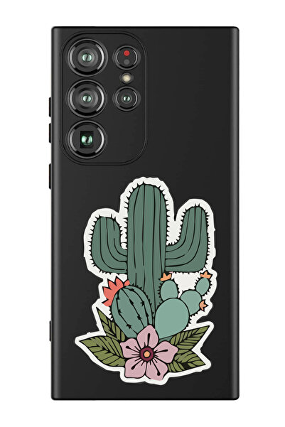 Theodor غطاء حماية سائل من السيليكون المقاوم للصدمات لهاتف سامسونج جالاكسي S24 ألترا (أسود) - كاكتوس