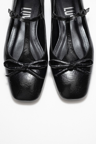 LuviShoes Lorena Black Bow Women's Ballerina Shoes