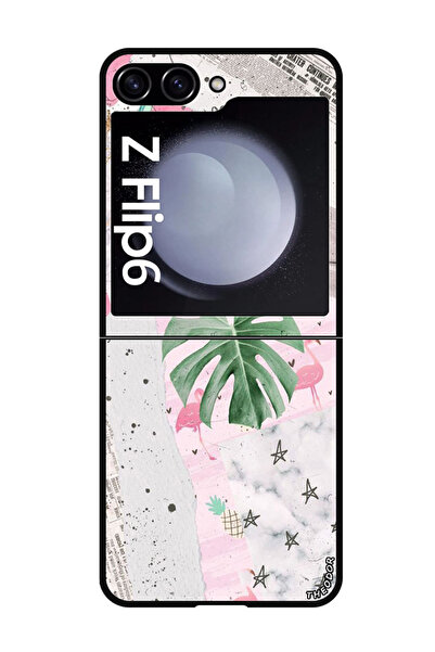 Theodor جراب واقٍ مضاد للخدش والصدمات لهاتف Samsung Galaxy Z Flip 6 بأوراق القلب
