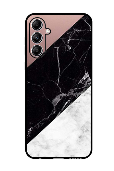 Theodor جراب حماية لهاتف سامسونج جالاكسي F15، لون أبيض وأسود، سطح رخامي سادة