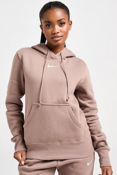 Nike Спортно облекло Phoenix Fleece Pullover Hoodie Kadın Kapüşonlu Sweatshirt Kahverengi