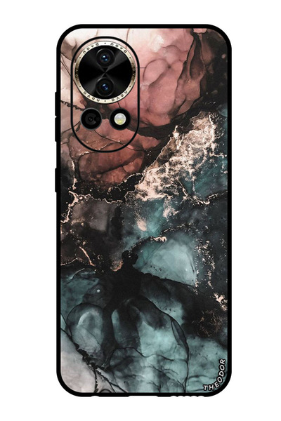 Theodor جراب واقٍ مضاد للخدش والصدمات لهاتف هواوي نوفا 12 بلون رخامي ملون