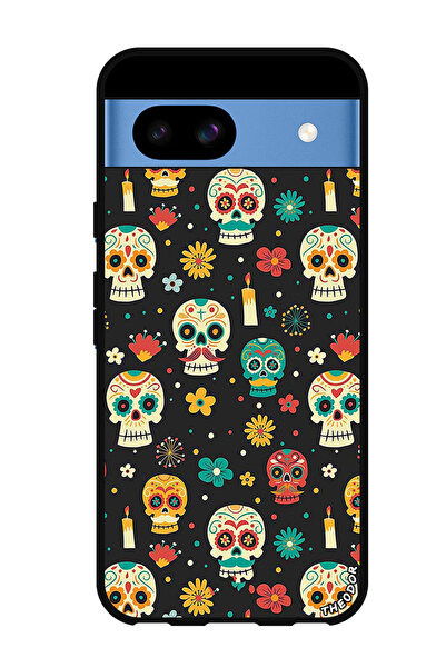 Theodor جراب واقٍ مضاد للخدش والصدمات لهاتف Google Pixel 8a بأنماط هيكل عظمي