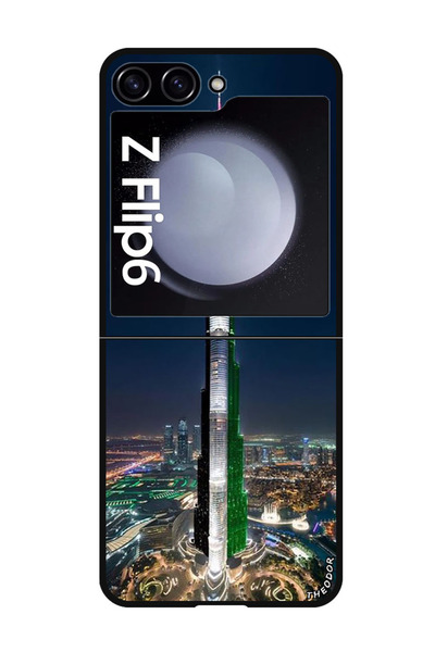 Theodor جراب حماية لهاتف سامسونج جالاكسي زد فليب 6 برج خليفة علم الإمارات الع...