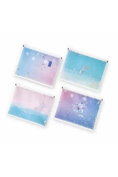 ÇEÇEN HOME (4 ADET)Desenli-Simli-Pullu-Fermuarlı-Kilitli A4 Dosya,Kız Çocukları İçin Fermuarlı Dosya