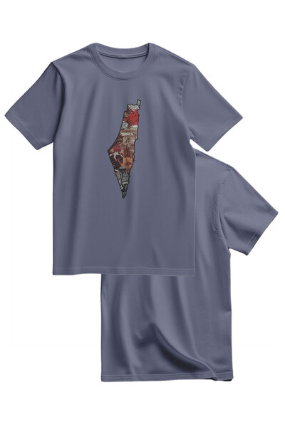 Zaytoon Unisex Short Sleeve Palestine Map Collage Printed T-Shirt S - 2XL T300033