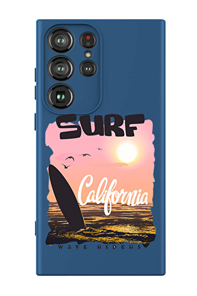 Theodor غطاء حماية سائل من السيليكون المقاوم للصدمات لهاتف سامسونج جالاكسي S24 ألترا (أزرق) - سيرف كاليفورنيا