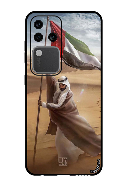 Theodor جراب واقٍ مضاد للخدش والصدمات لهاتف Vivo S18 Pro، علم الشيخ زايد، صحراوي
