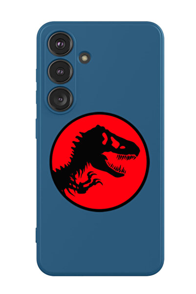 Theodor غطاء حماية من السيليكون السائل المقاوم للصدمات لهاتف سامسونج جالاكسي S24 (أزرق) - جوراسيك بارك