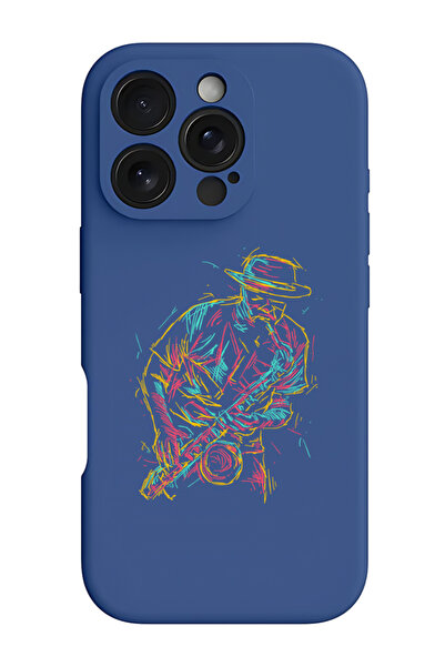 Theodor غطاء حماية سيليكون سائل مقاوم للصدمات لجهاز iPhone 16 Pro باللون الأز...