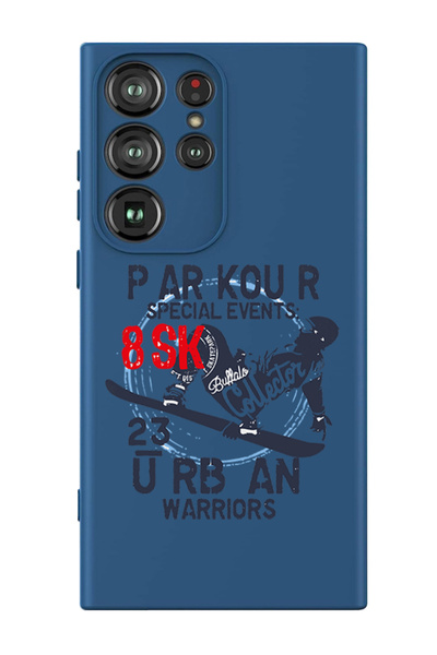 Theodor غطاء حماية سيليكون سائل لهاتف سامسونج جالاكسي S24 ألترا (أزرق) - فعاليات باركور الخاصة