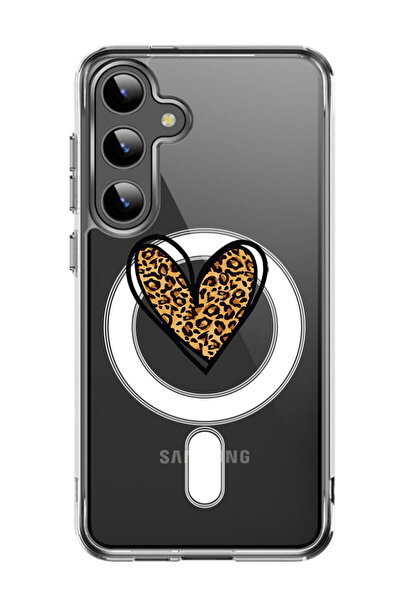 Theodor غلاف لهاتف Samsung Galaxy S24 Plus متوافق مع MagSafe، غطاء مقاوم للصدمات بطبعة جلد النمر