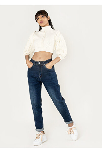 Nina Carter Γυναικείο τζιν Nina Carter Mom Fit Σκούρο μπλε P502-9 M8