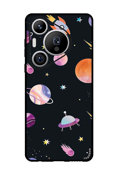 Theodor جراب واقٍ مضاد للخدش والصدمات لهاتف هواوي بيورا 70 برو بلس بنمط الكواكب