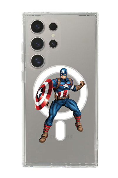 Theodor Case for Samsung Galaxy S24 Ultra Compatible with MagSafe, Shockproof Bumper Cover Captain America