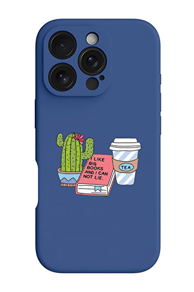 Theodor جراب سيليكون سائل أزرق واقٍ مقاوم للصدمات لهاتف iPhone 16 Pro - كتب ق...