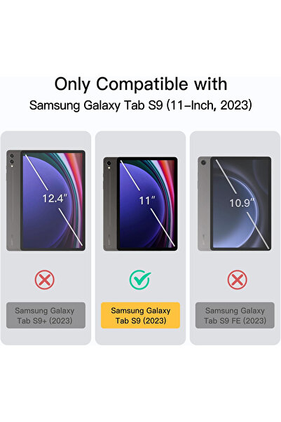 JETech Case for Samsung Galaxy Tab S9 11-inch with pen holder, transparent back, black