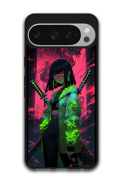 Theodor جراب واقٍ مضاد للخدش والصدمات لهاتف Google Pixel 9 Pro، فتاة يابانية