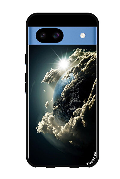 Theodor جراب واقٍ مضاد للخدش والصدمات لهاتف Google Pixel 8a Space Earth Sun