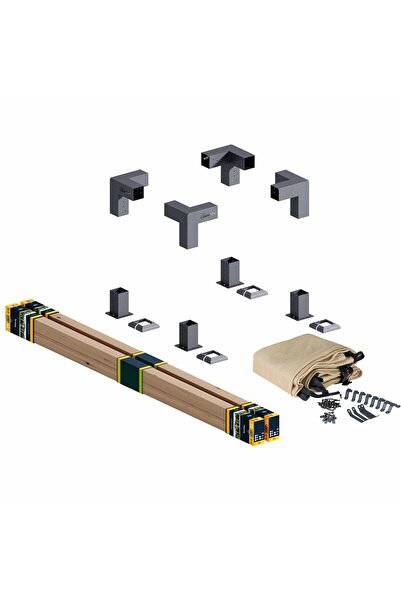 SUNFLEX Klasik 9x9 Tek Bölümlü 300x300 cm - Solo Tenteli Ahşap Dahil Pergola Seti