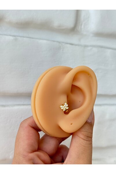 alysa jewelry Cerrahi Çelik zirkon taşlı kelebek halka Piercing 6mm Tragus
