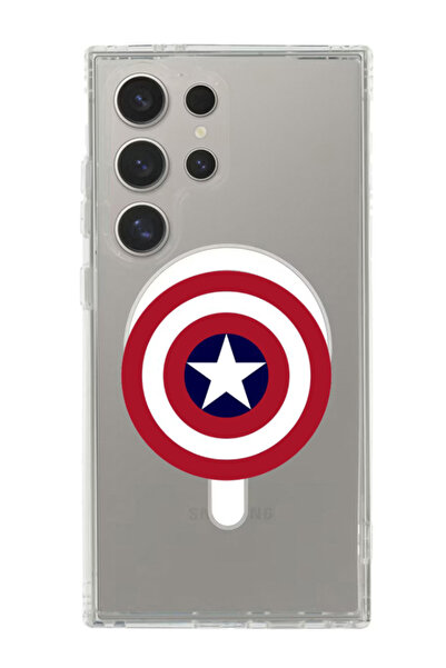 Theodor Case for Samsung Galaxy S24 Ultra Compatible with MagSafe, Shockproof Cover Captain America Shield