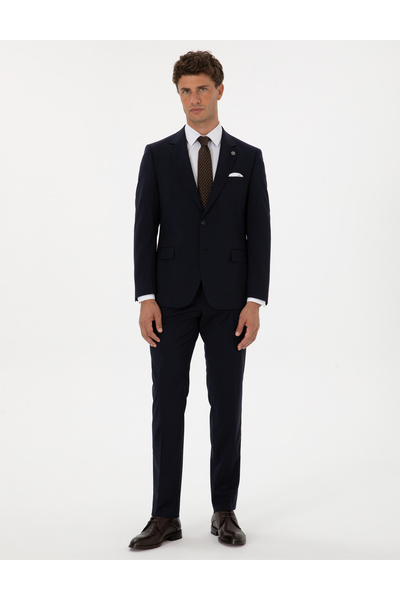 Pierre Cardin Navy Blue Slim Fit 100% Wool Suit 50313966-Vr033